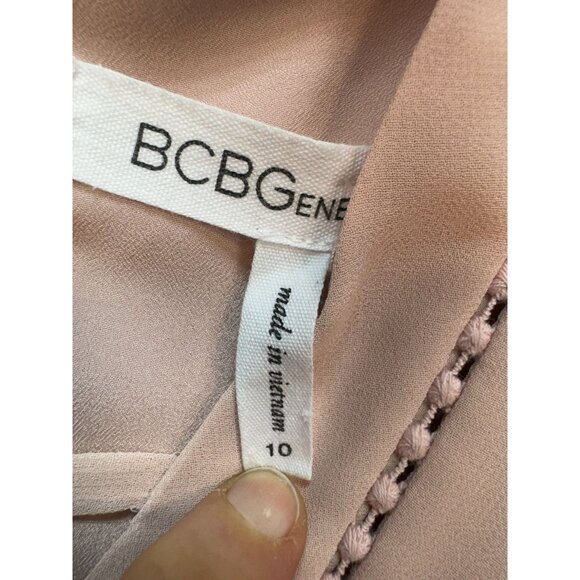 BCBGGeneration Womens Fit & Flare Chiffon Mini Dress Size 10 Pink Strappy Pleat - Picture 4 of 11